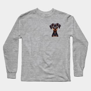 Small Version - Adorable Doberman Puppy Graphic Design Long Sleeve T-Shirt